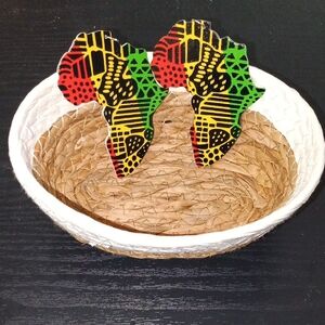 Africa Map Statement Earrings in Red, Yellow, Green & Black